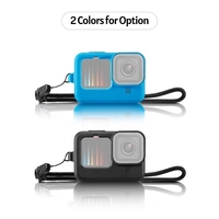 Action Kamera Käfig Silikon Schutzhülle Fotografie Zubehör mit Objektivdeckel Handseil Ersatz für GoPro Hero 9 Schwarz