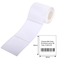 Aibecy Etikettendrucker Aufkleber Thermoetikettenpapier Selbstklebende bedruckbare Papierrolle Wasserdicht Ölbeständig Reißfest für Preis Name Barcodedruck für Thermodrucker der Serie DP23/DP30 Etikettendrucker