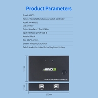 AIMOS AM-KM202 2-Port USB-Synchronschalter-Controller-Unterstützung Tastatur-Mauseingang 2 PC-Synchronsteuerungsschalter-Controller