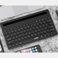 Ajazz 320i Wireless-Tastatur 2, 4 GHz Wireless BT Dual-Mode-Tastatur Ergonomische Tastatur 79 Tasten Tastatur mit Halterung Schwarz
