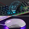 Ajazz AJ52 7 RGB-Modi mit Hintergrundbeleuchtung Professionelle E-Sport-Gaming-Maus mit Kabel und einstellbarer DPI 750/1000/1250/1500/1750/2000/2500 Weiß + Muster