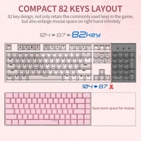 Ajazz AK33 82 Tasten USB-Kabel Mechanische Tastatur Monochromatische weiße Hintergrundbeleuchtung Gaming Office-Tastatur Pink mit blauen Schaltern