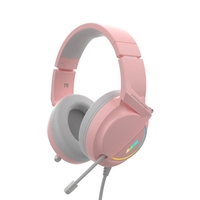 Ajazz AX365 7.1-Kanal-Surround-Gaming-Headset Geräuschunterdrückung Versenkbare MIC-Kopfhörer Kopfhörer Weiche Ohrmuscheln 50-mm-Treiber Pink