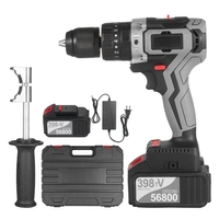 Akku-Bohrschrauber 21V 4.0A Batterie Maximales Drehmoment 200N.m 1/2 Zoll Metall Keyless Chuck 20 + 3 Position 0-1550RMP Schlagschrauber mit variabler Geschwindigkeit Hammerbohrer mit Kunststoff-Werkzeugkasten
