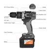 Akku-bohrschrauber Fahrer 2Pack 21V 6.0A Batterien Max Drehmoment 200N.m 1/2 Zoll Metall Keyless Chuck 20+3 Position 0-1550RMP Variable Geschwindigkeit Auswirkungen Hammer Bohrer Schraubendreher