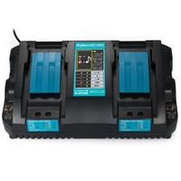 Akku-Ladegeräte für Elektrowerkzeuge DC18RD-Schnellladegerät mit zwei Anschlüssen Geeignet für Makita 4A 120W-Akkus mit 7, 2 bis 18 V Netzteil