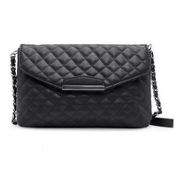 Alte Frauen gesteppte Umhängetasche PU Leder Klappe vorne Crossbody Umschlag Tasche Clutch weiß/schwarz