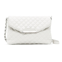 Alte Frauen gesteppte Umhängetasche PU Leder Klappe vorne Crossbody Umschlag Tasche Clutch weiß/schwarz
