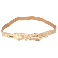 Alte Frauen Gürtel Blätter Verschluss vorne Strecken dünn elastischem Gürtel Taille Armband Gold