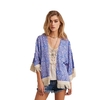 Alte Frauen Kimono Chiffon Floral Print Quasten Fransen lose schiere Cardigan Oberbekleidung Bluse Beige