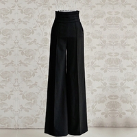 Alte Frauen lose Hose Reißverschluss hoher Taille Tasche vorne Flare gerades Bein OL Karriere Hose schwarz