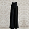 Alte Frauen lose Hose Reißverschluss hoher Taille Tasche vorne Flare gerades Bein OL Karriere Hose schwarz