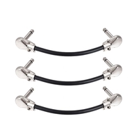 ammoon 15cm / 6in Gitarren-Effektpedal Instrument Patchkabel 1/4 "Silber Rechtwinklige Stecker Schwarz PVC-Jacke,  3er Pack