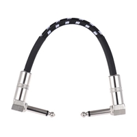 Ammoon 3-Pack Gitarreneffekt Pedal Instrument Patchkabel 15cm / 0, 5ft lang mit 1/4 Zoll 6.35mm Silber rechtwinkliger Stecker schwarz + weiß gewebte Jacke