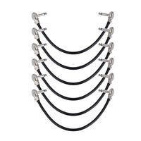 Ammoon 30cm / 12in Gitarren-Effektpedal Instrument Patchkabel 1/4 "Silber rechtwinklig schwarze PVC-Jacke,  6er Pack