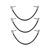 ammoon 30cm / 12in Gitarren Effektpedal Instrument Patchkabel 1/4 "Silber Rechtwinklige Stecker Schwarz PVC-Jacke,  3er Pack