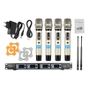 ammoon 4D-B Professional 4 Kanal UHF Drahtloses Handmikrofonsystem 4 Mikrofone 1 Drahtloser Empfänger 6.35mm Audiokabel LCD-Anzeige für Karaoke Familienfeier Präsentation Leistung Öffentliche Adresse