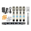 ammoon 4D-B Professional 4 Kanal UHF Drahtloses Handmikrofonsystem 4 Mikrofone 1 Drahtloser Empfänger 6.35mm Audiokabel LCD-Anzeige für Karaoke Familienfeier Präsentation Leistung Öffentliche Adresse