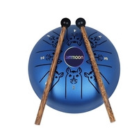 ammoon 5, 5 Zoll Mini Steel Zungentrommel 8 Noten C Key Handpan Drum Percussion Instrument mit chinesischem Tierkreismuster und Tasche Musikbuchschlägel (Hundemuster & Hellpurpurne Farbe)