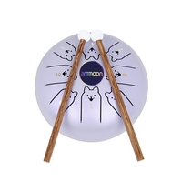 ammoon 5, 5 Zoll Mini Steel Zungentrommel 8 Noten C Key Handpan Drum Percussion Instrument mit chinesischem Tierkreismuster und Tasche Musikbuchschlägel (Hundemuster & Hellpurpurne Farbe)