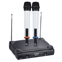 ammoon Dual Channel VHF Wireless Handheld Mikrofonsystem 2 Mics 1 Receiver 6.35mm Audiokabel für Karaoke Family Party Performance Präsentation Öffentliche Adresse