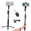 Andoer 54-Zoll ausziehbarer Selfie-Stick Stativständer Aluminiumlegierung mit abnehmbarem Desktop-Stativ Telefonhalter Sportkamerahalter Adapter Fernauslöser Kompatibel mit iPhone und Android-Handys für Selfie Group Photo Live Video