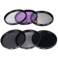 Andoer 58mm Lens Filter Kit UV + CPL + FLD + ND (ND2 ND4 ND8) mit Carry Pouch / Objektivdeckel / Objektivdeckel Halter / Tulip & Rubber Lens Hoods / Reinigungstuch