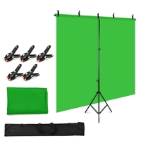 Andoer 5x2ft Einfarbiger Hintergrund Fotografie-Kit mit 5x2ft T-förmigem Hintergrund Verstellbarer Ständer 5 Federklemmen