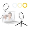 Andoer 6-Zoll-LED-Ringlicht Laptop-Videokonferenzbeleuchtung 3 Beleuchtungsmodi 3200K-5600K Dimmbares USB-Gerät mit Saugnapfhalterung + Desktop-Stativ + flexiblem Kugelkopfadapter für Live-Streaming-Online-Bildungstreffen