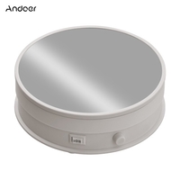 Andoer 6-Zoll-Spiegelanzeige Plattenspieler-Ständer Motorisiert um 360 ° drehbar 17-30S / R stufenlos einstellbare Geschwindigkeit 4kg Nutzlast für kleine Produkte Schmuckuhr Modellanzeige