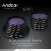 Andoer 67mm UV + CPL + FLD + ND(ND2 ND4 ND8) Fotografie Filter Kit Set UV Circular Polfilter fluoreszierende Graufilter Filter für Canon Nikon Sony Pentax DSLR-Kameras