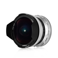Andoer 7, 5 mm F2.8 Fisheye-Objektiv mit manuellem Fokus 180 ° Ultraweitwinkel E-Mount-Objektiv mit großer Apertur