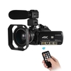 Andoer AC3 4K Digitalkamera Camcorder mit extra 0, 39X Weitwinkelobjektiv + Gegenlichtblende + externes Mikrofon