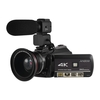 Andoer AC3 4K UHD 24MP Digitaler Videokamera Camcorder mit Extra 0.39X Weitwinkel Objektiv + Externes Mikrofon