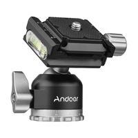 Andoer Compact Panorama Kugelkopf Stativadapter Mini-Kugelkopf mit Schnellwechselplatte 1/4 Zoll Schraubanschluss Aluminiumlegierung CNC-Bearbeitung 5kg/11lbs Tragfähigkeit