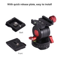 Andoer Fluid Hydraulischer Kugelkopf Aluminiumlegierung Neigekopf mit Schnellwechselplatte 1/4 & 3/8 Zoll Schraublochschnittstelle Traglast 10kg für Kamera-Camcorder-Stativ