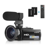 Andoer HDV-201LM 1080P FHD Digitale Videokamera Camcorder DV-Recorder 24MP 16-fach Digitalzoom 3, 0-Zoll-LCD-Bildschirm mit 2 Akkus + 0, 39-fachem Weitwinkelobjektiv + externem Mikrofon