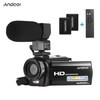 Andoer HDV-201LM 1080P FHD Digitale Videokamera Camcorder DV-Recorder 24MP 16-fach Digitalzoom 3, 0-Zoll-LCD-Bildschirm mit 2 Akkus + externem Mikrofon
