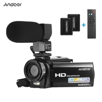 Andoer HDV-201LM 1080P FHD Digitale Videokamera Camcorder DV-Recorder 24MP 16-fach Digitalzoom 3, 0-Zoll-LCD-Bildschirm mit 2 Akkus + externem Mikrofon