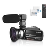 Andoer HDV-301LTRM 1080P FHD Digitale Videokamera Camcorder DV-Recorder IR Nightshot 24MP 16-fach Digitalzoom 3, 0-Zoll-LCD-Touchscreen mit 2 Akkus + 0, 39-fachem Weitwinkelobjektiv + externem Mikrofon