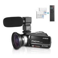 Andoer HDV-301LTRM 1080P FHD Digitale Videokamera Camcorder DV-Recorder IR Nightshot 24MP 16-fach Digitalzoom 3, 0-Zoll-LCD-Touchscreen mit 2 Akkus + 0, 39-fachem Weitwinkelobjektiv + externem Mikrofon