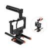 Andoer Kamerakäfig + Oberer Griff + 15-mm-Stangengrundplatten-Kit Videofilm Filmherstellung Stabilisator Aluminiumlegierung 1/4 Zoll Schraube mit Kaltschuhhalterung für Sony A6500 / A6400 / A6300 / A6000 Kamera