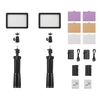 Andoer LED Videoleuchte Kit enthalten 2 stücke W160 5600 Karat Mono-Farbe Dimmbare LED Videoleuchte + 6 stücke Farbfilter + 2 stücke max. 72 cm Licht Stand + 2 stücke 7, 4 V 2200 mAh Abgestimmte Batterie & Ladegerät für ILDC DSLR Kameras