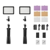 Andoer LED Videoleuchte Kit enthalten 2 stücke W160 5600 Karat Mono-Farbe Dimmbare LED Videoleuchte + 6 stücke Farbfilter + 2 stücke max. 72 cm Licht Stand + 2 stücke 7, 4 V 2200 mAh Abgestimmte Batterie & Ladegerät für ILDC DSLR Kameras