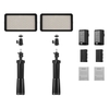 Andoer LED Videoleuchte Kit enthalten 2 stücke W228 3200 Karat / 6000 Karat Bi-Farbe Dimmbare LED Videoleuchte + 2 stücke Max. 72 cm Licht Stand + 2 stücke 7, 4 V 2200 mAh Abgestimmte Batterie & Ladegerät für ILDC DSLR Kameras