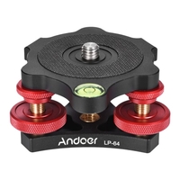 Andoer LP-64 Stativ Nivellierbasis Tri-Rad Precision Leveler mit Blase Level 3/8 "Schraube Aluminiumlegierung Max. 15kg / 33Lbs