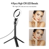 Andoer Mini 4-Zoll-LED-Ringlicht-Kit mit 1 * Ringlicht 3200K-6500K Dimmbar mit USB-Stromversorgung + 1 * Desktop-Stativ + 1 * flexibler Metallkugelkopf für Live-Streaming Online-Unterricht Videokonferenzbeleuchtung Produktfotografie