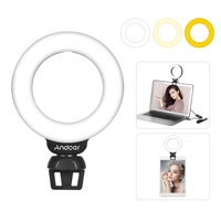 Andoer Mini 4-Zoll-Videokonferenzbeleuchtung LED-Ringlicht Aufsteckbare Laptop-Beleuchtung 3 Beleuchtungsmodi 3200K-6500K Dimmbarer USB-Anschluss für Live-Streaming-Online-Bildungstreffen