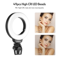Andoer Mini 4-Zoll-Videokonferenzbeleuchtung LED-Ringlicht Aufsteckbare Laptop-Beleuchtung 3 Beleuchtungsmodi 3200K-6500K Dimmbarer USB-Anschluss mit Cold Shoe Mount-Adapter für Live-Streaming-Online-Bildungstreffen