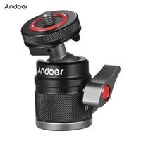 Andoer Mini Kugelkopf Adapter Monitorhalterung Kaltschuhadapter 360 ° drehbare Aluminiumlegierung 1/4 Zoll & 3/8 Zoll Schraube zur Montage Kamera Monitor Mikrofon LED Video Video Licht